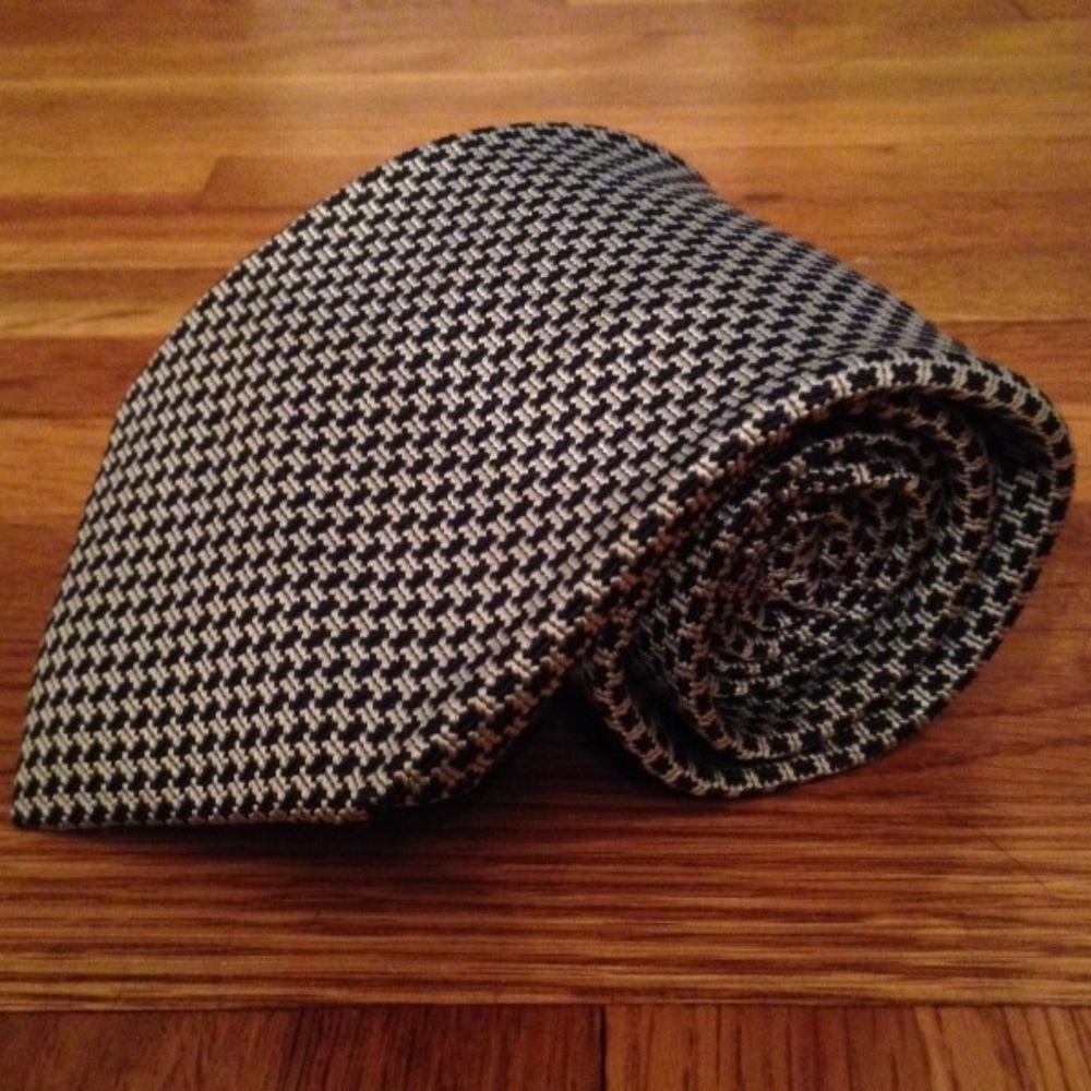 Black and White Abstract Micro Check Neck Tie